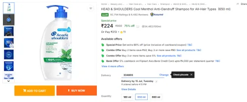 Image of HEAD & SHOULDERS Cool Menthol Anti-Dandruff Shampoo 650 ml