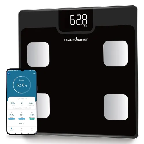 Image of HealthSense Bluetooth BMI Weight Machine (150Kg, Fat Analyzer)