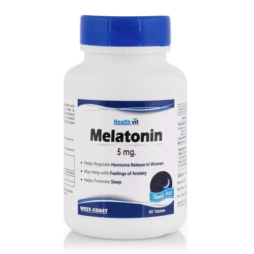 Image of Healthvit Melatonin 5mg | Helps You Fall Asleep Faster - 60 Tablets