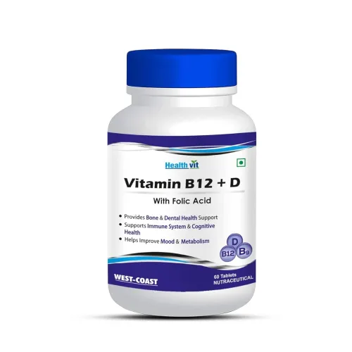 Image of Healthvit Vitamin B12 + D With Folic Acid || 60 Tablets
