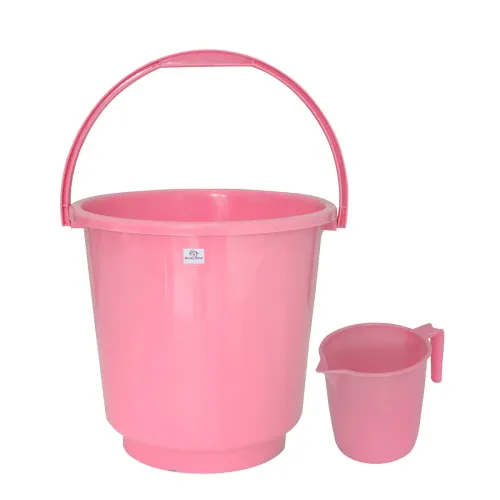 Image of Heart Home 2 Pieces Plastic Bathroom Bucket & Mug Set (Pink)