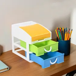Heart Home 3-Tier Desk Organizer with Pen Holder & Drawers