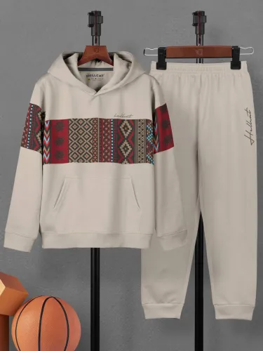 Image of Hellcat Boys Casual T-shirt Track Pants  (Beige, Beige)