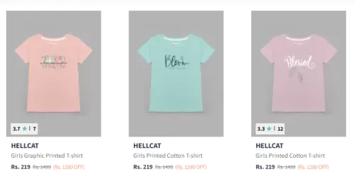 Image of HELLCAT Girl's Tshirts at minimum 80%Discount