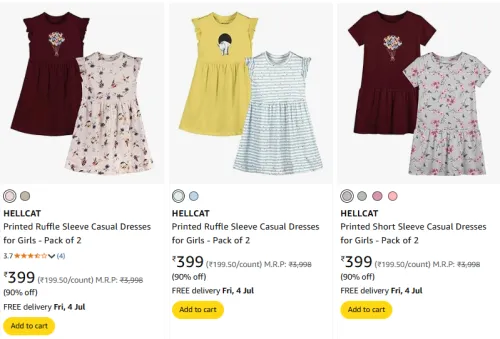 Image of Hellcat Girl's Dresses Combo Minimum 90% Discount