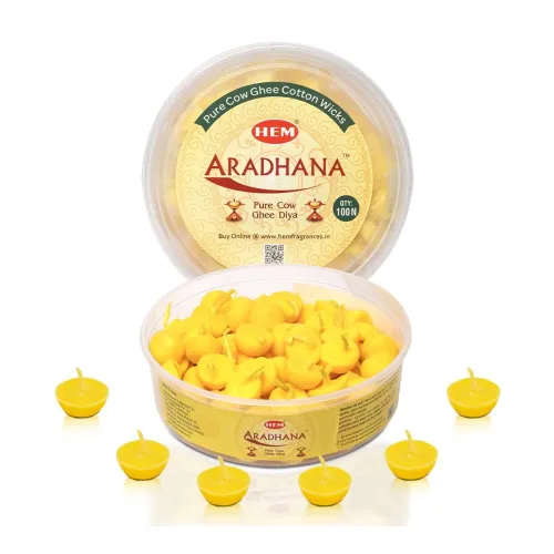 Image of HEM Aradhana Pure Cow Ghee Diya with Batti – Pack of 100