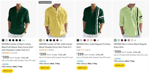 Image of HEMRIN Men's Shirts starting at ₹399