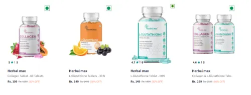 Image of Herbal max Collagen & L-Glutathione With Vitamin C Tablets at 90% Discount 