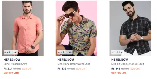 Image of HERE&NOW Men Casual T-shirt Minimum 70% Discount