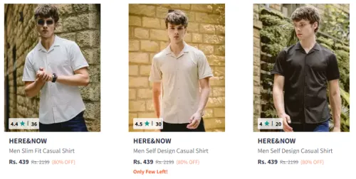 Image of HERE&NOW Men Slim Fit Casual Shirt Starting At ₹439