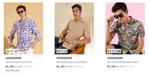 Image of Here & Now Men's Shirts at minimum 80% Discount