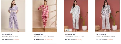 Image of HERE&NOW Women's Co-Ords Set Minimum 80% Discount