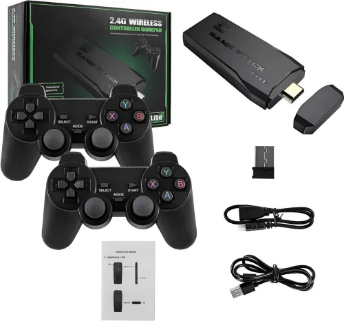 Image of HG WORLD Retro Wireless Game Stick – 64GB, 25,000+ Games, TV Console (Black)