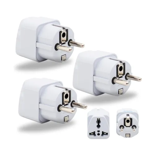 Image of Hi-PLASST Germany Travel Adapter Plug Type E Universal Socket 2pin to 3pin Conversion Plug