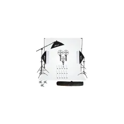 HIFFIN 5 PRO Quadlux III Softbox Lighting Kit + 9x10ft White Backdrop