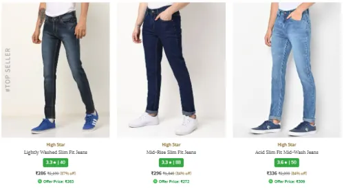 Image of HIGH STAR Men's Slim Fit Denim Starting at ₹286