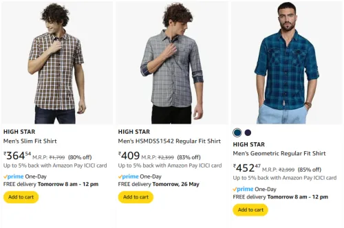 Image of HIGH STAR Men's Shirts at minimum 71% Discount