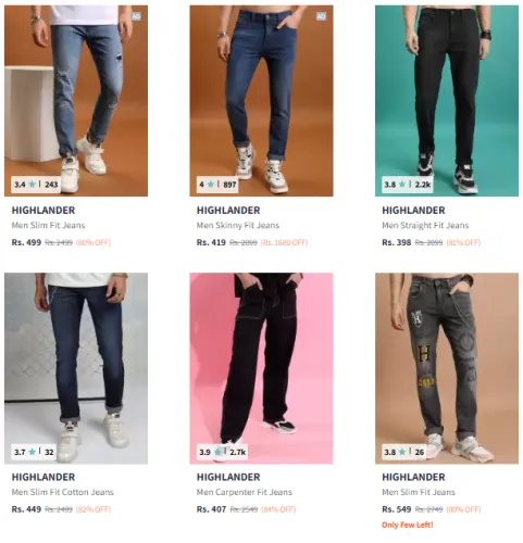 Image of HIGHLANDER Brand Men's Jeans @ Minimum 80% Discount