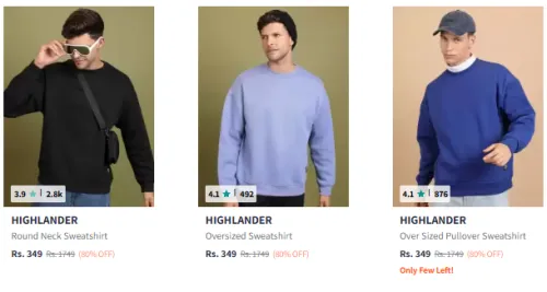 Image of HIGHLANDER Brand Men's Sweatshirts @ Up to 80% Discount