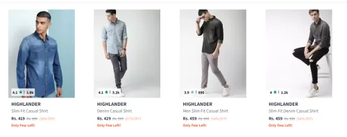 Image of Highlander Denim Men's Shirts Starting at just ₹419