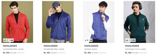 Image of HIGHLANDER Hooded Bomber Jacket Starting at ₹429
