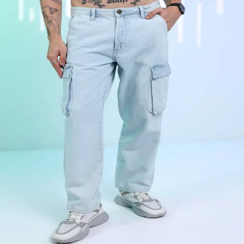 Image of HIGHLANDER Men Cargo Straight Fit Jeans