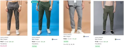 Image of HIGHLANDER Men Cargos @ Up to 70% Discount