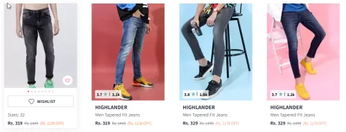 Image of HIGHLANDER Men Clean Look Jeans Starting At @₹319