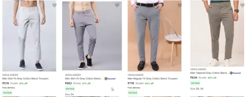 Image of HIGHLANDER Men Cotton Blend Trousers @ Up to 70-80% Discount
