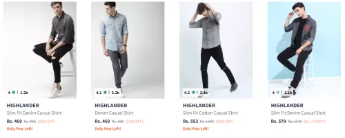 Image of HIGHLANDER Men Denim Casual Shirt Starting At ₹469
