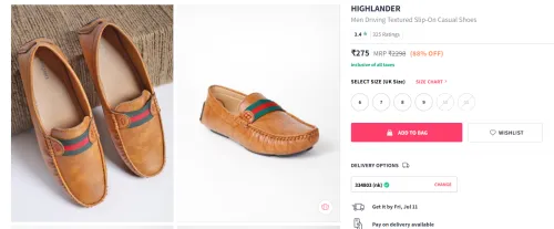 Image of HIGHLANDER Men Driving Textured Slip-On Casual Shoes