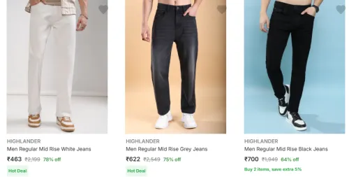 Image of Highlander Men Fashion Jeans Minimum 70% Discount