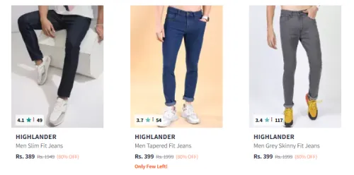 Image of HIGHLANDER Men Fashion Jeans Minimum 80% Discount