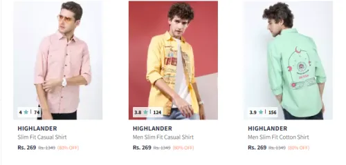 Image of HIGHLANDER Men Fashion Shirt Minimum 80% Discount