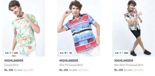 Image of Highlander Men Fashion Shirt Starting @ ₹199