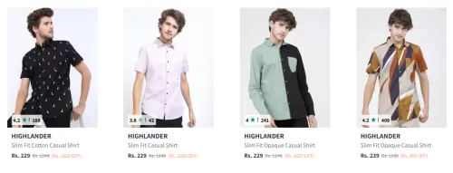 Image of HIGHLANDER Men Fashion Shirt Starting @ ₹229