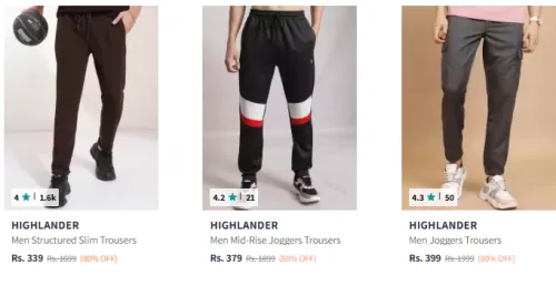 Image of HIGHLANDER Men Fashion Trousers Minimum 80% Discount