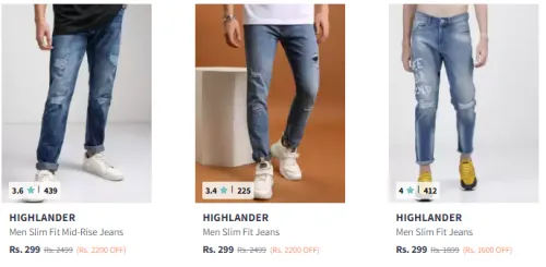 Image of Highlander Men Jeans At Starting @ ₹299