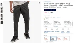 Highlander Mens Baggy Tapered Baggy Trousers