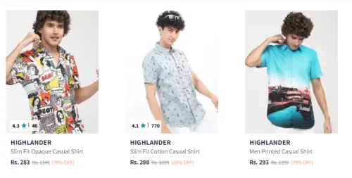 Image of Highlander Men's Shirts Starting @₹283