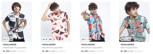 Image of HIGHLANDER Men’s Slim Fit Casual Shirt Starting At @₹209