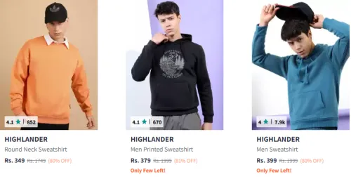 Image of HIGHLANDER Men's Sweatshirt Minimum 80% Discount