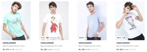 Image of HIGHLANDER Men T-shirt At Starting @ ₹179