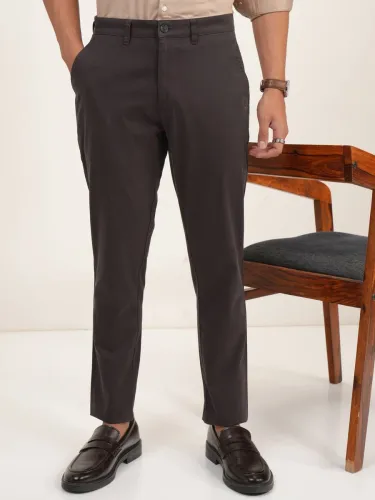 Image of HIGHLANDER Men Tapered Grey Cotton Blend Trousers