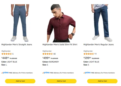 Image of Highlander Men’s Clothing @ Minimum 80% Discount