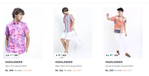 Image of Highlander Men's Shirt at Minimum 80% Discount