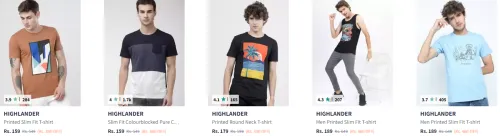 Image of HIGHLANDER Printed Slim Fit T-shirt starting @ ₹159