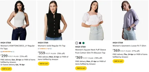 Image of High Star Women's Tops at minimum 75% Off
