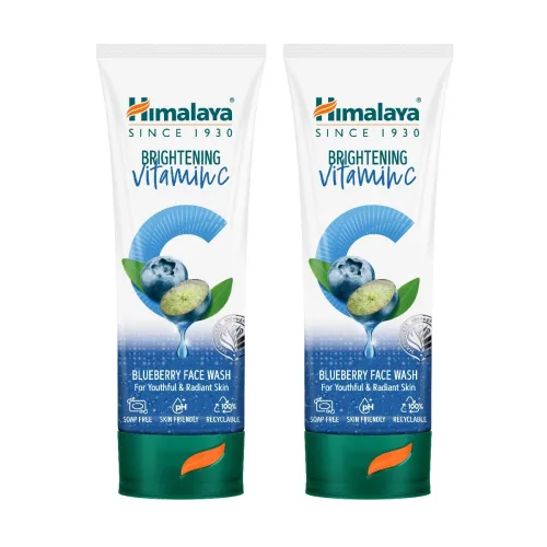 Image of Himalaya Brightening Vitamin C Blueberry Face Wash | Brightening Face Cleanser | Remove Dull Skin | 100ml (Pack of 2)