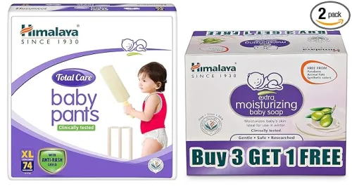 Image of Himalaya Total Care Baby Pants Diapers 74 Count with Moisturizing Baby Soap